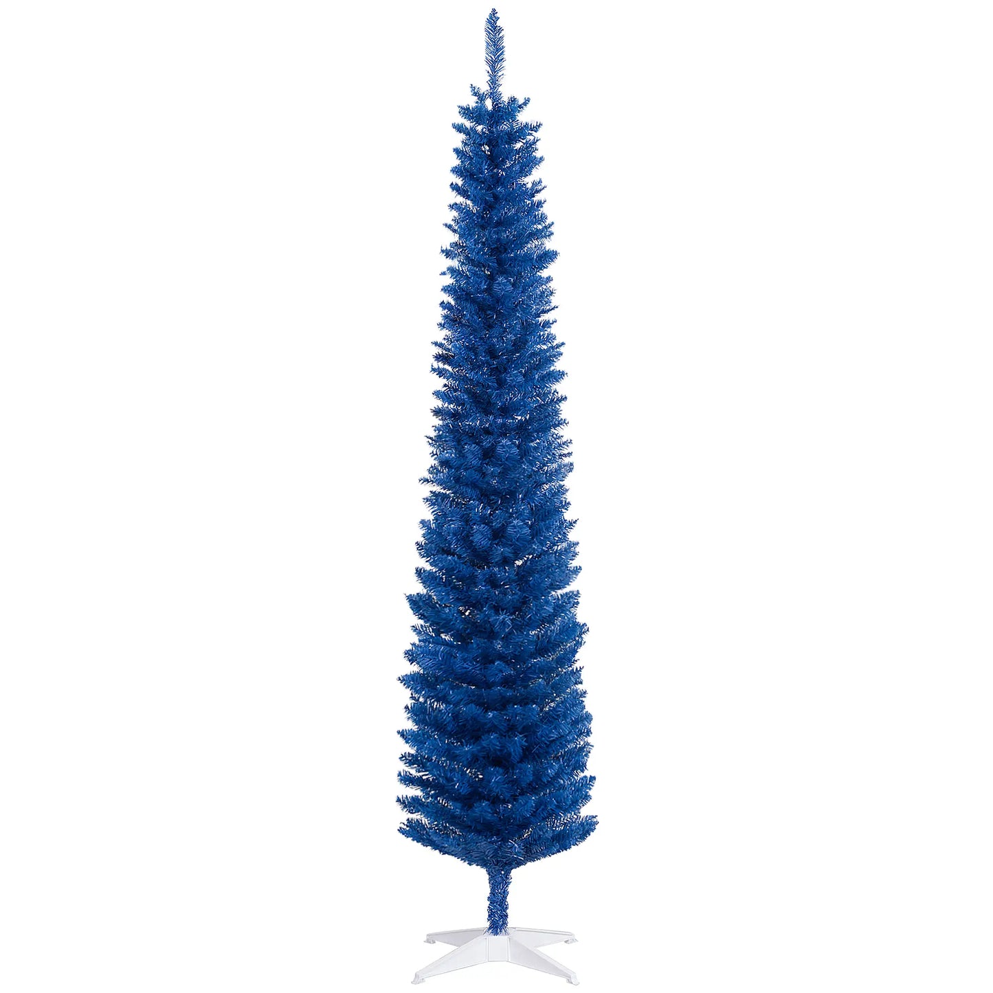 7' Slim Artificial Christmas Tree, Realistic Branches, Deep Blue Pencil Christmas Trees at Gallery Canada