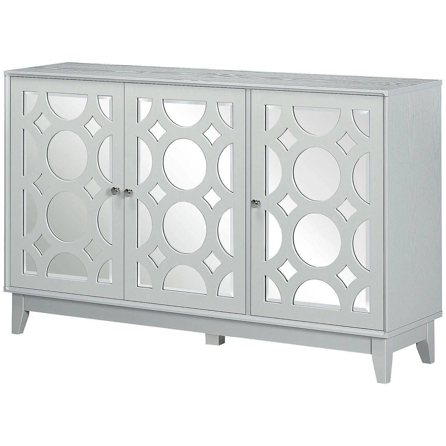 Sideboard Kitchen Buffet, 3 Mirrored Doors, 2 Cabinets, Adjustable Shelf, Gray Bar Cabinets at Gallery Canada