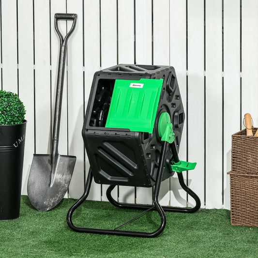 Rotating Composter, 17 Gallon, Steel Legs, 24 Vents Outdoor Compost Bin Green and Black at Gallery Canada