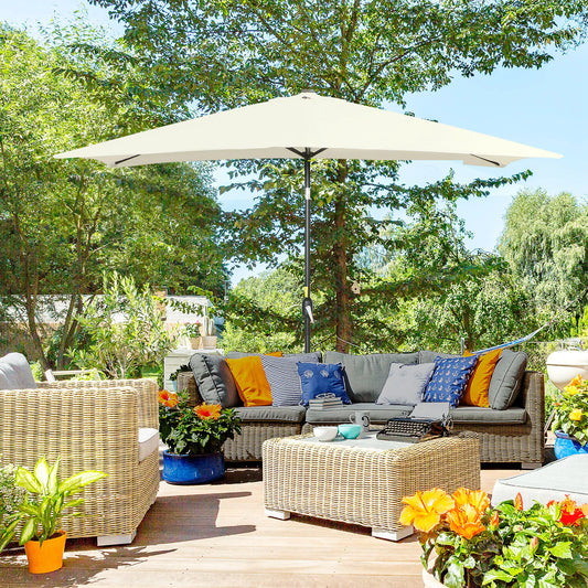 6.5x10ft Rectangle Aluminum Patio Umbrella, Outdoor Sunshade Canopy, Cream White Sun Umbrellas Cream at Gallery Canada