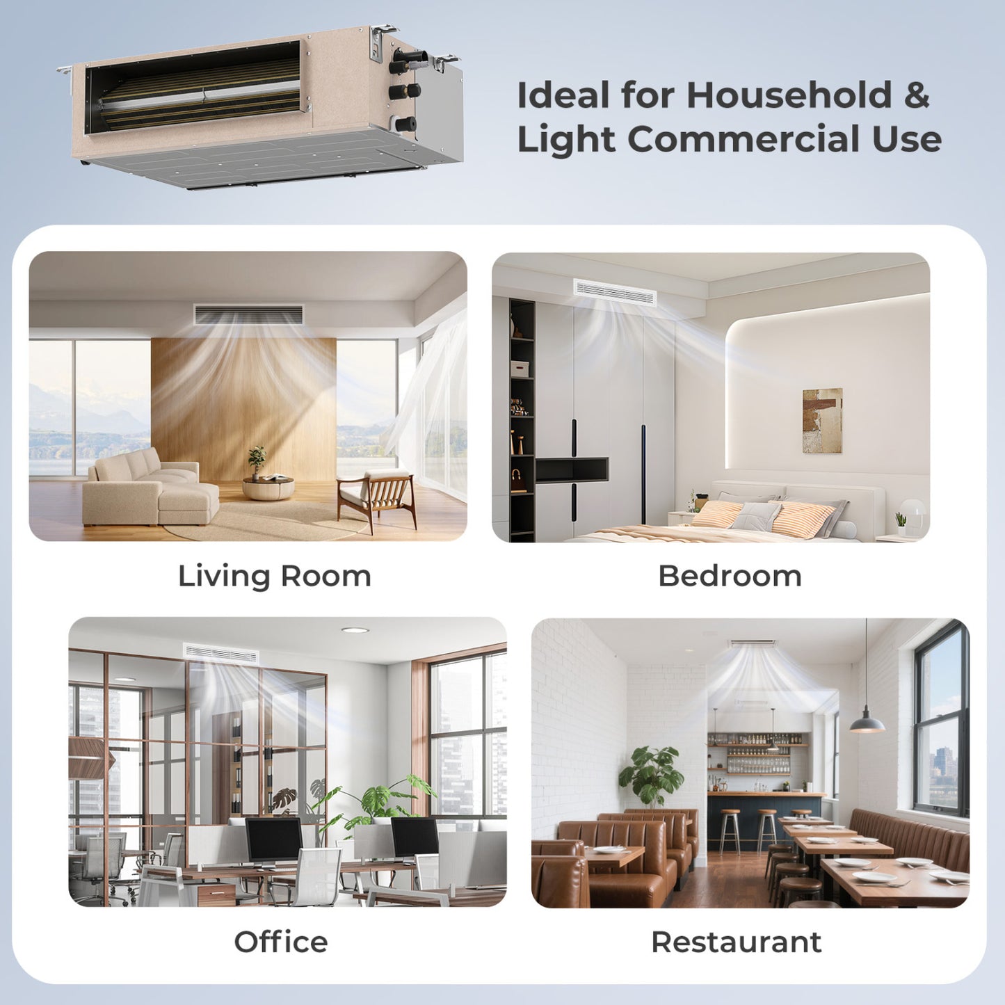 Concealed Ducted Mini Split AC, 22.5 SEER2, 35000 BTU, 2 Zone, White 2 Zone Mini Split at Gallery Canada