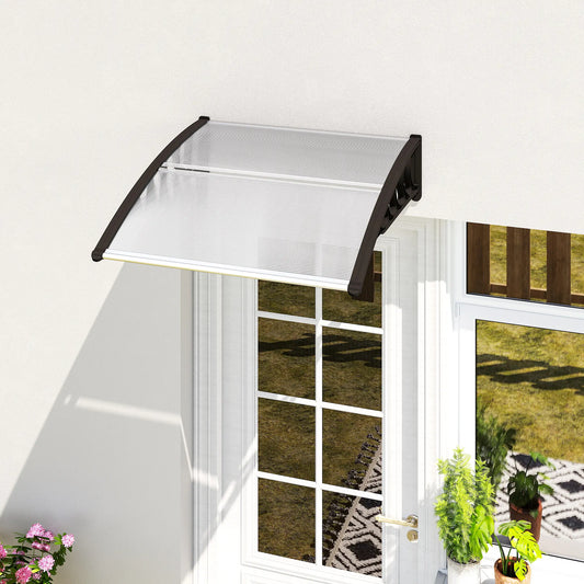 40.6" x 38" Polycarbonate Awning Door Canopy, UV Protection, Clear Door Awnings Black, Clear at Gallery Canada