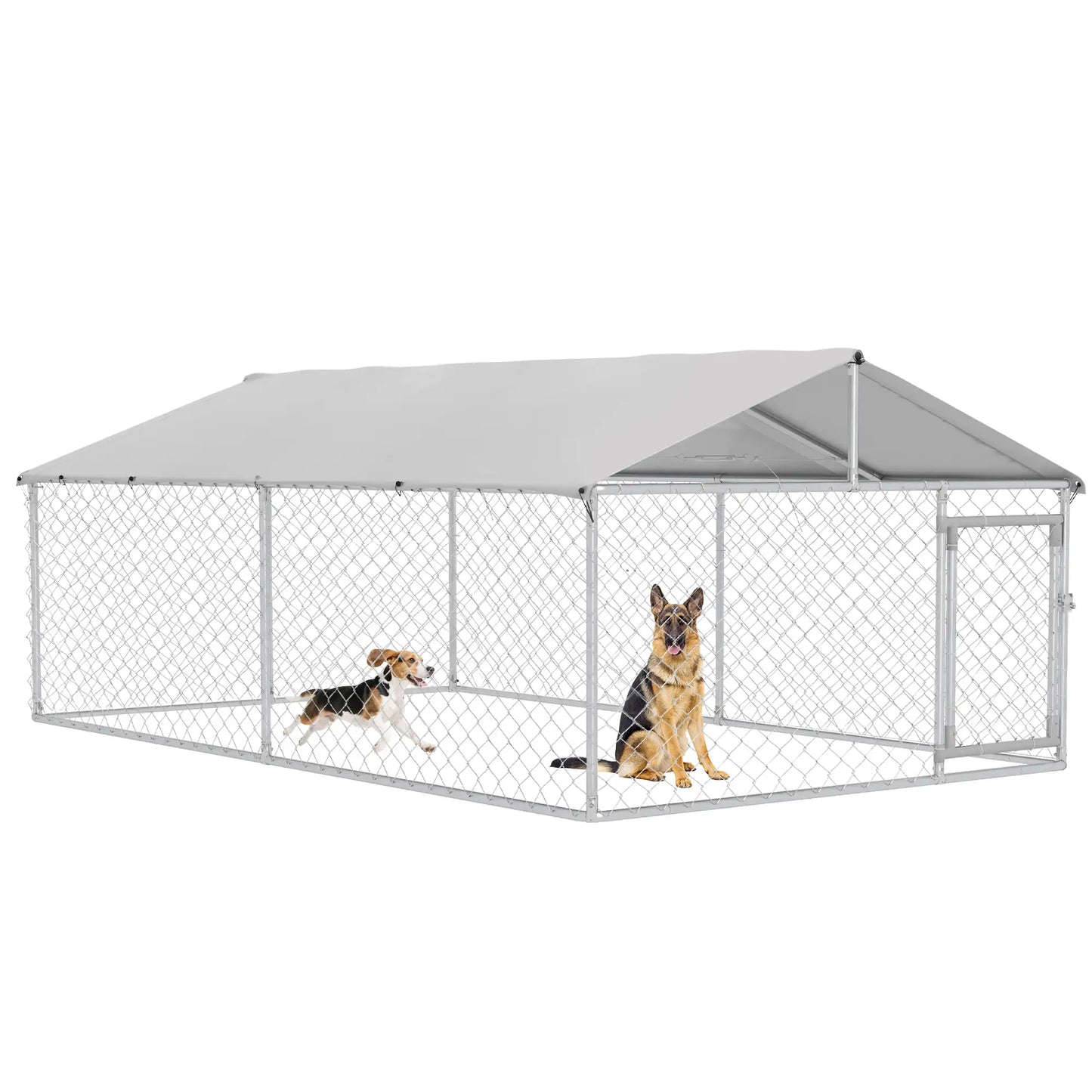 Outdoor Dog Kennel, 13.1' x 7.5' x 4.9', Waterproof UV Resistant Cover, Silver Houses, Kennels & Pens at Gallery Canada