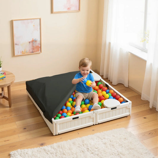 Kids Outdoor Sandbox with Canopy, Fabric Liner, Cream White Sandboxes & Accessories Cream at Gallery Canada