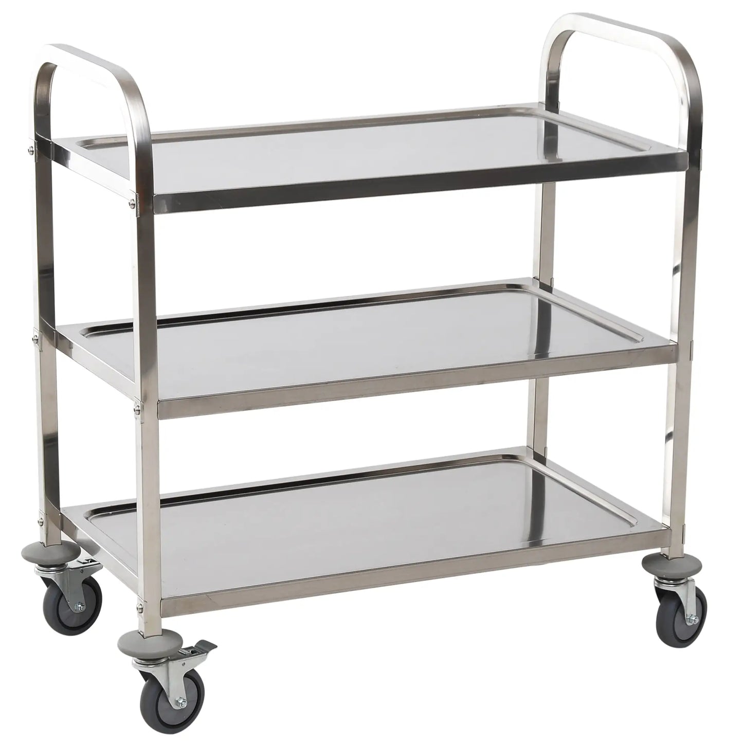 33" 3-Tier Kitchen Trolley, Stainless Steel, Wheeled Storage Cart, 330LBS Kitchen Islands & Kitchen Carts at Gallery Canada