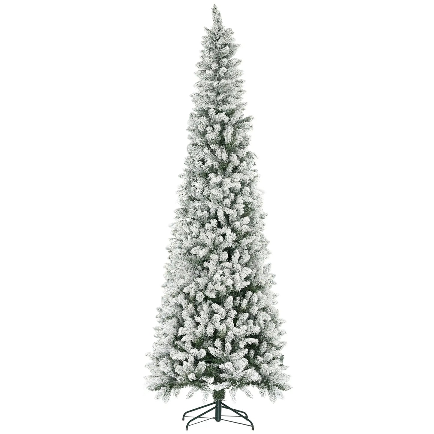 9ft Flocked Pencil Christmas Tree, 1277 Branch Tips, Metal Base Pencil Christmas Trees at Gallery Canada