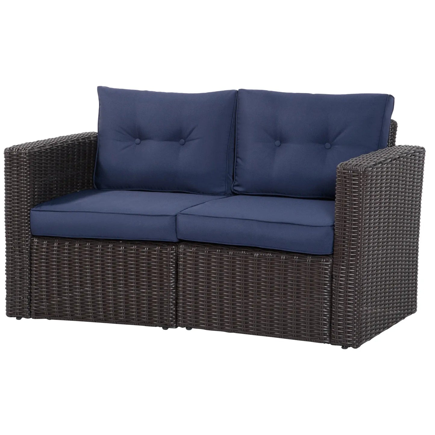 2 Pcs Patio Furniture Set, Wicker Corner Sofa, PE Rattan, Dark Blue Patio Furniture Sets at Gallery Canada