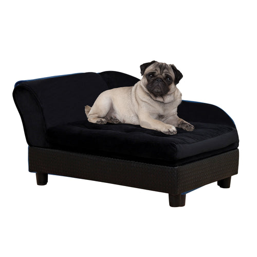 Pet Sofa Dog Couch Chaise Lounge Pet Bed with Storage Function Small Sized Dog Various Cat Sponge Cushioned Bed Lounge, Black