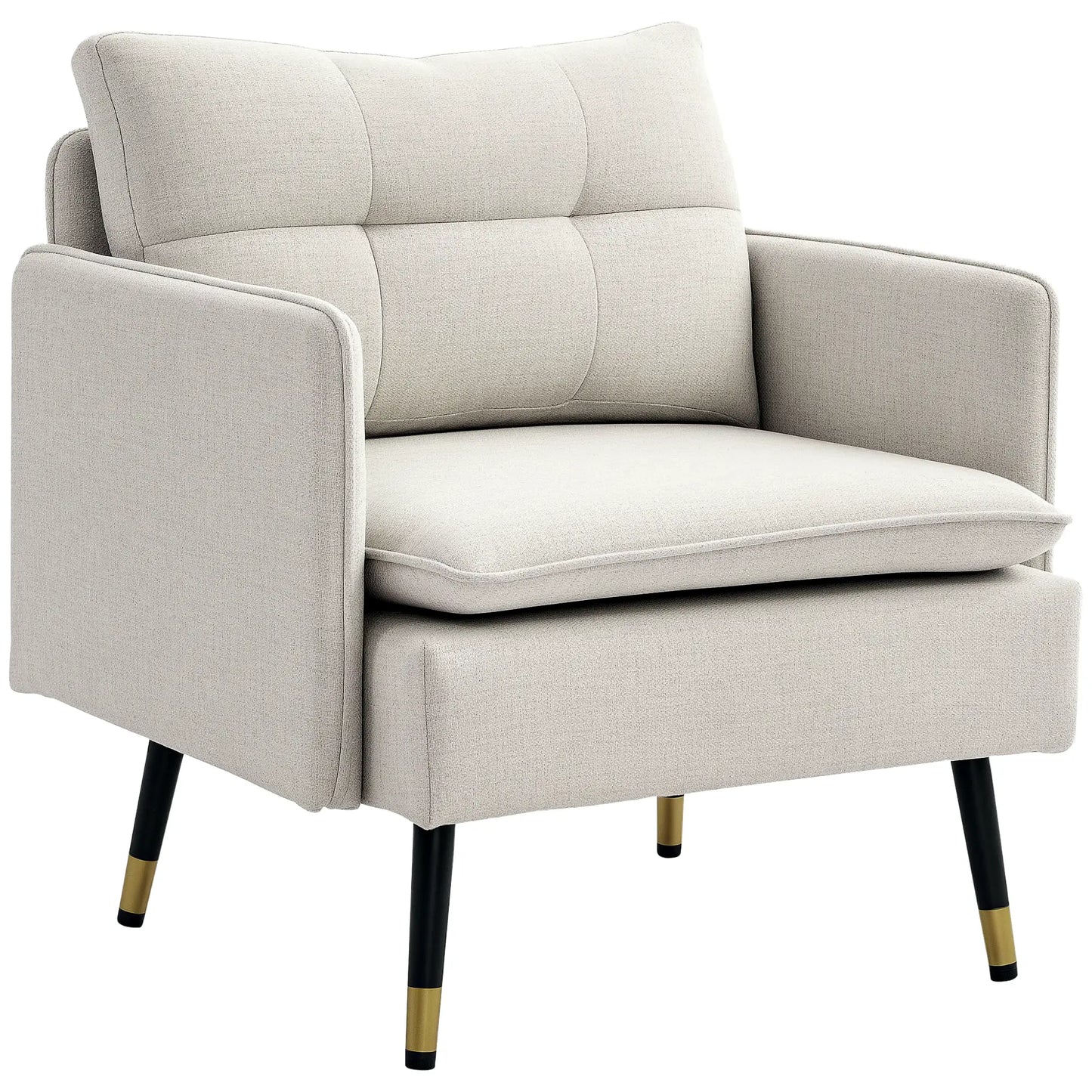 Modern Armchair, Upholstered Accent Chair, Tufted Back, Steel Legs, Cream White Accent Chairs at Gallery Canada