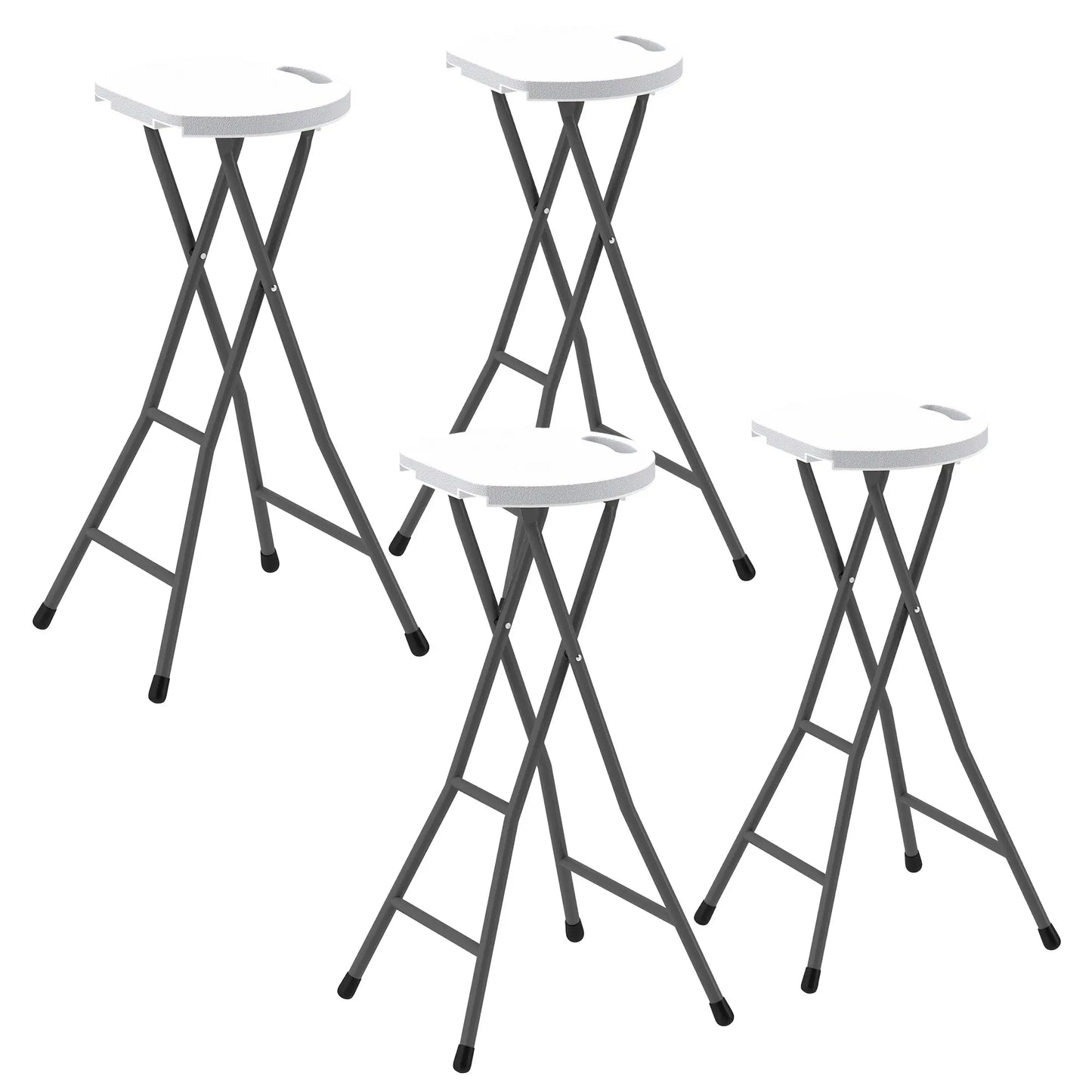 Set of 4 Folding Bar Stools, 29" Counter Height, Footrest