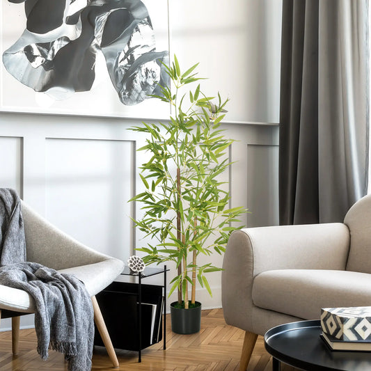 4ft Artificial Bamboo Tree with Pot, Indoor Home Office Decor Artificial Trees Green, Black at Gallery Canada