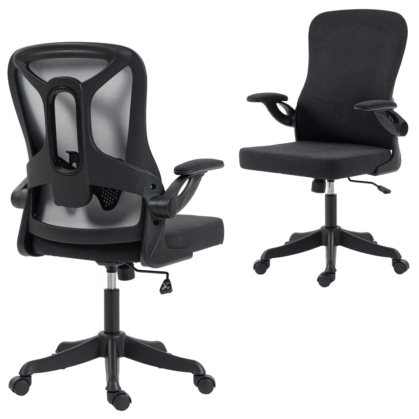 Ergonomic Office Chair, Adjustable Lumbar Support, Flip Up Armrests, Black Task Chairs at Gallery Canada
