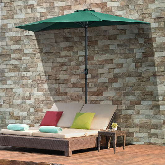 9ft Half Round Umbrella, 5 Ribs, Patio Garden Sun Shade, Dark Green Sun Umbrellas Dark Green at Gallery Canada