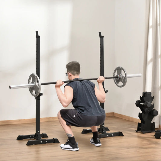Adjustable Power Squat Stand, 2 Bars Barbell Holder, Black Power Towers Black at Gallery Canada