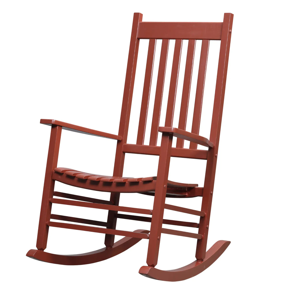 Wooden Porch Rocking Chair Outdoor Patio Rocker, Wine Red Outdoor Rocking Chairs at Gallery Canada