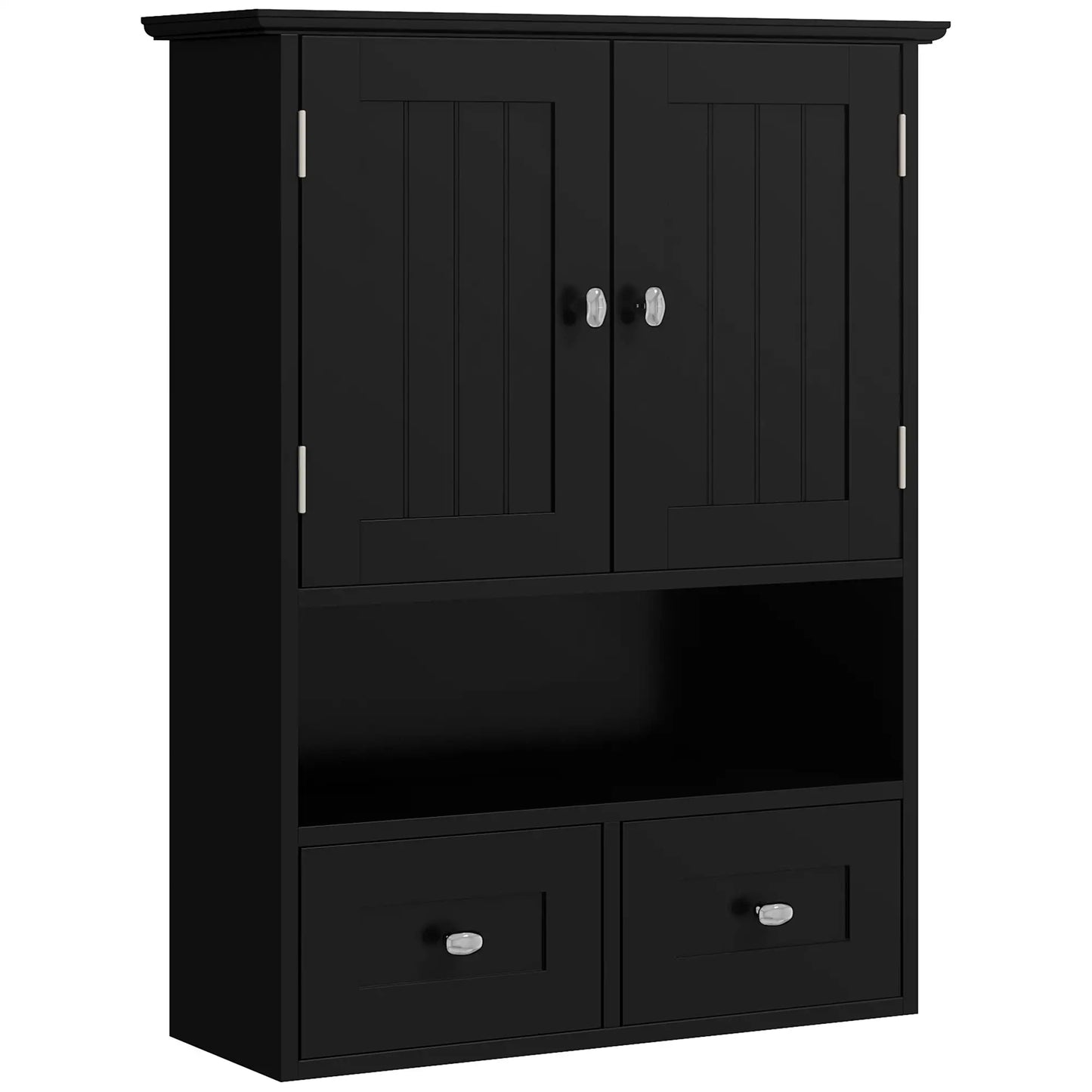 Medicine Cabinet, Bathroom Wall Cabinet with Shelf, Drawers, Black Wall Mounted Cabinets at Gallery Canada