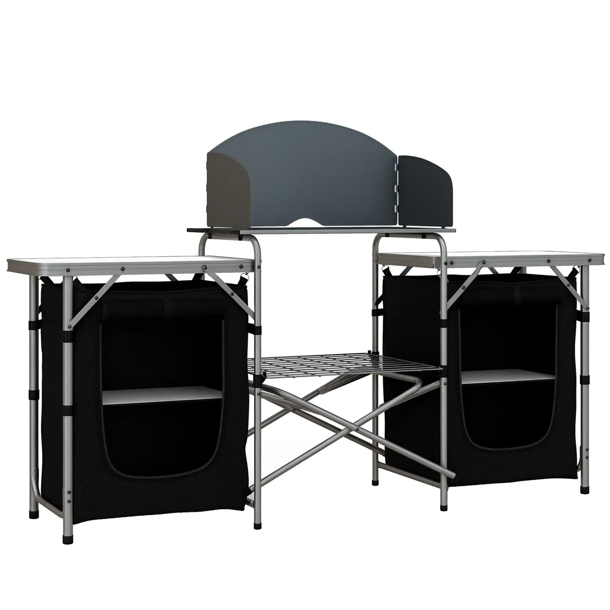Aluminum Camping Table, Folding Kitchen with Windshield, Bag, Aluminum Picnic Tables & Camping Chairs at Gallery Canada