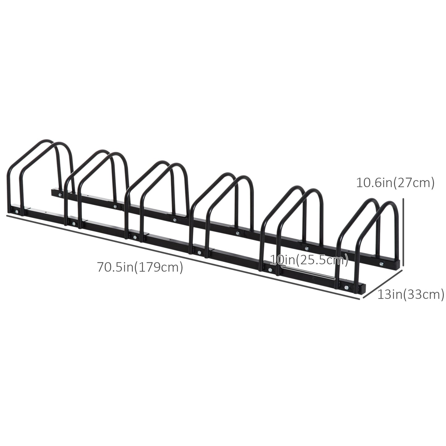6-Bike Bicycle Floor Parking Rack Cycling Storage Stand Ground Mount Garage Organizer for Indoor and Outdoor Use Black at Gallery Canada