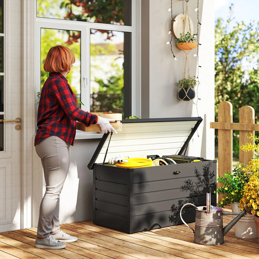 Large Deck Box, Outdoor Storage with Lock, Grey Patio Storage Boxes Grey at Gallery Canada