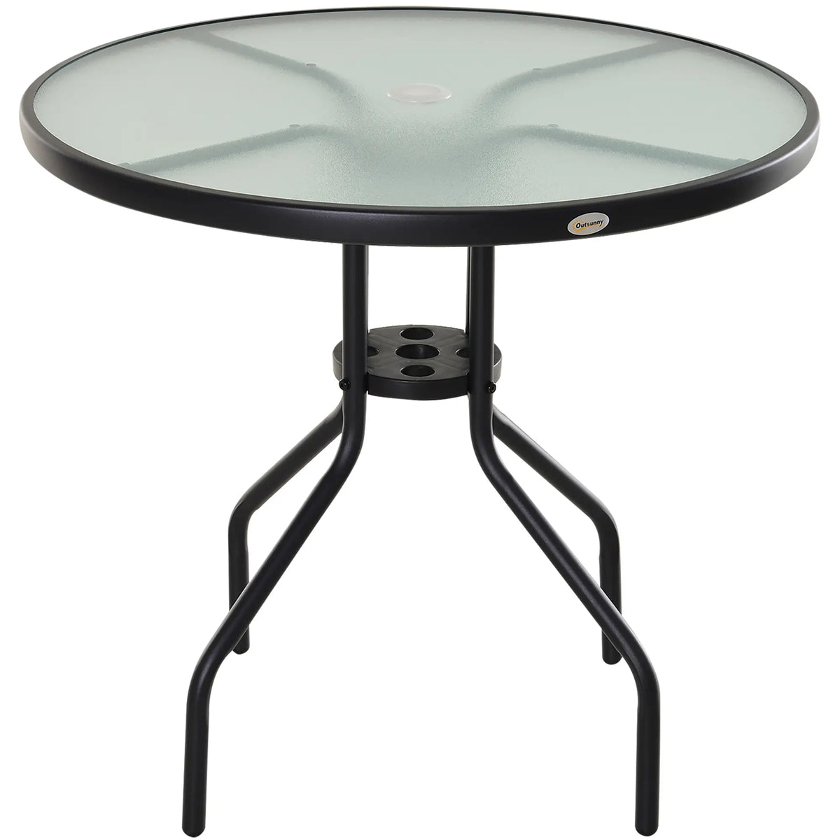 31.5" Round Outdoor Bistro Table, Tempered Glass Coffee Side Table Patio Side Tables at Gallery Canada