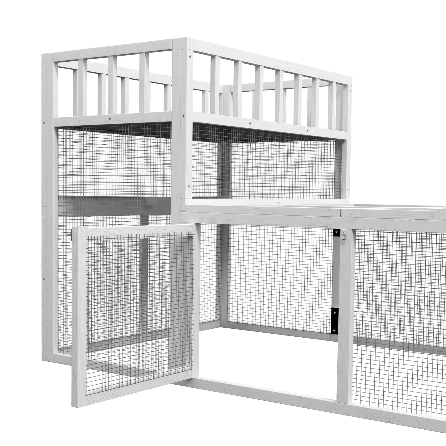 7.3' x 3.6' Wooden Chicken Coop Combinable Design with Storage Shelf for 2-4 Chickens, Ducks, Goose, Rabbits, White at Gallery Canada