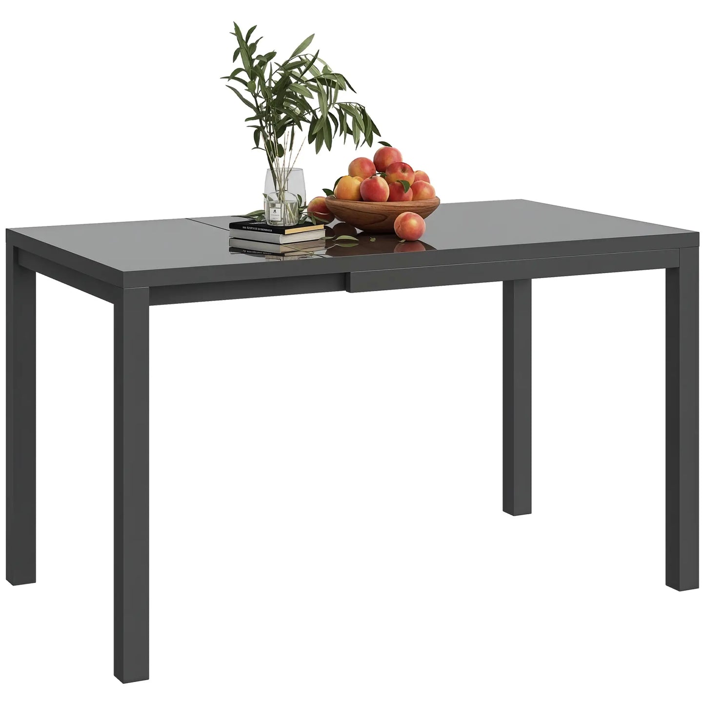 Adjustable Outdoor Dining Table, 33.5"-49.2", Tempered Glass Top, Metal Frame, Dark Grey Patio Dining Tables at Gallery Canada