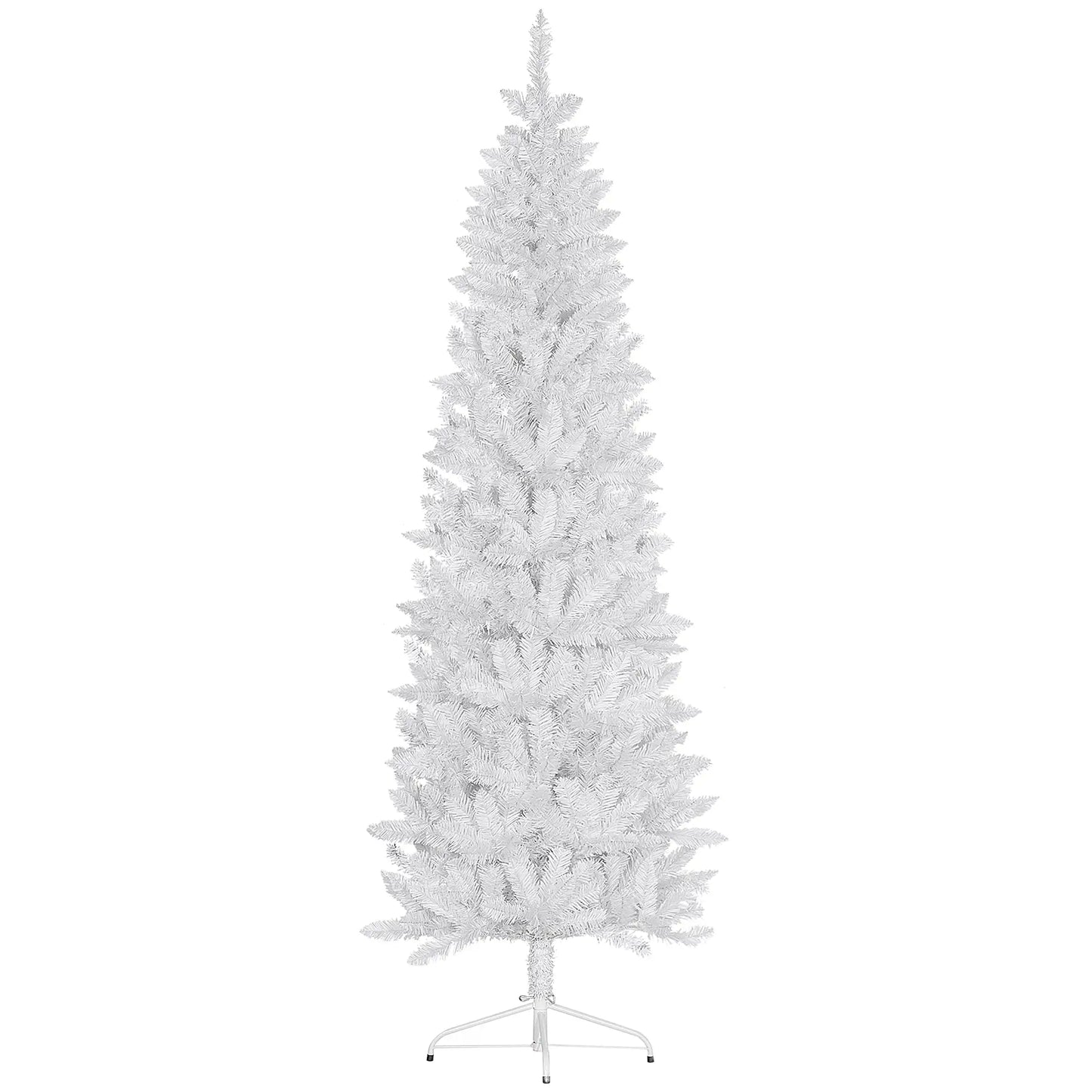 7ft Pencil Artificial Christmas Tree, 687 Branch Tips, Steel Base, White Pencil Christmas Trees at Gallery Canada