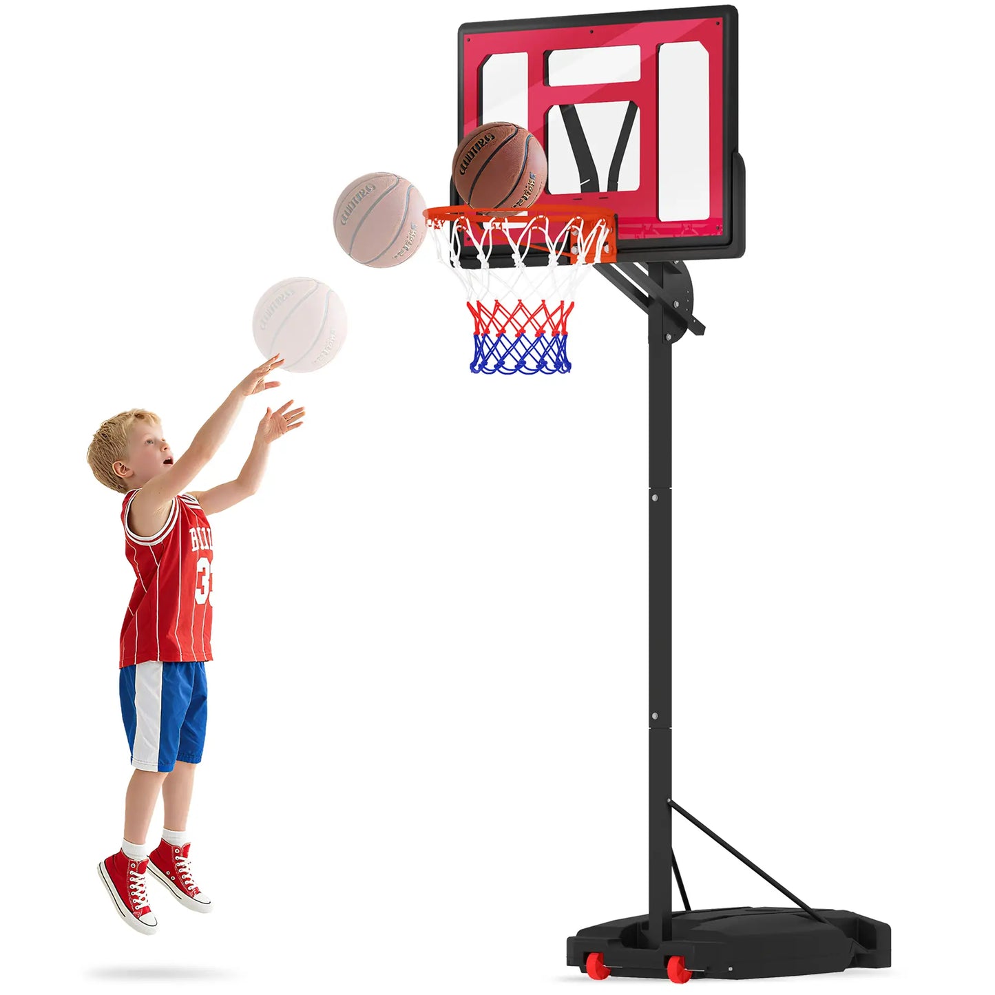 Kids Basketball Hoop, 6.6-8.5ft Adjustable Height, Indoor Outdoor, for 6+ Years Basketball at Gallery Canada