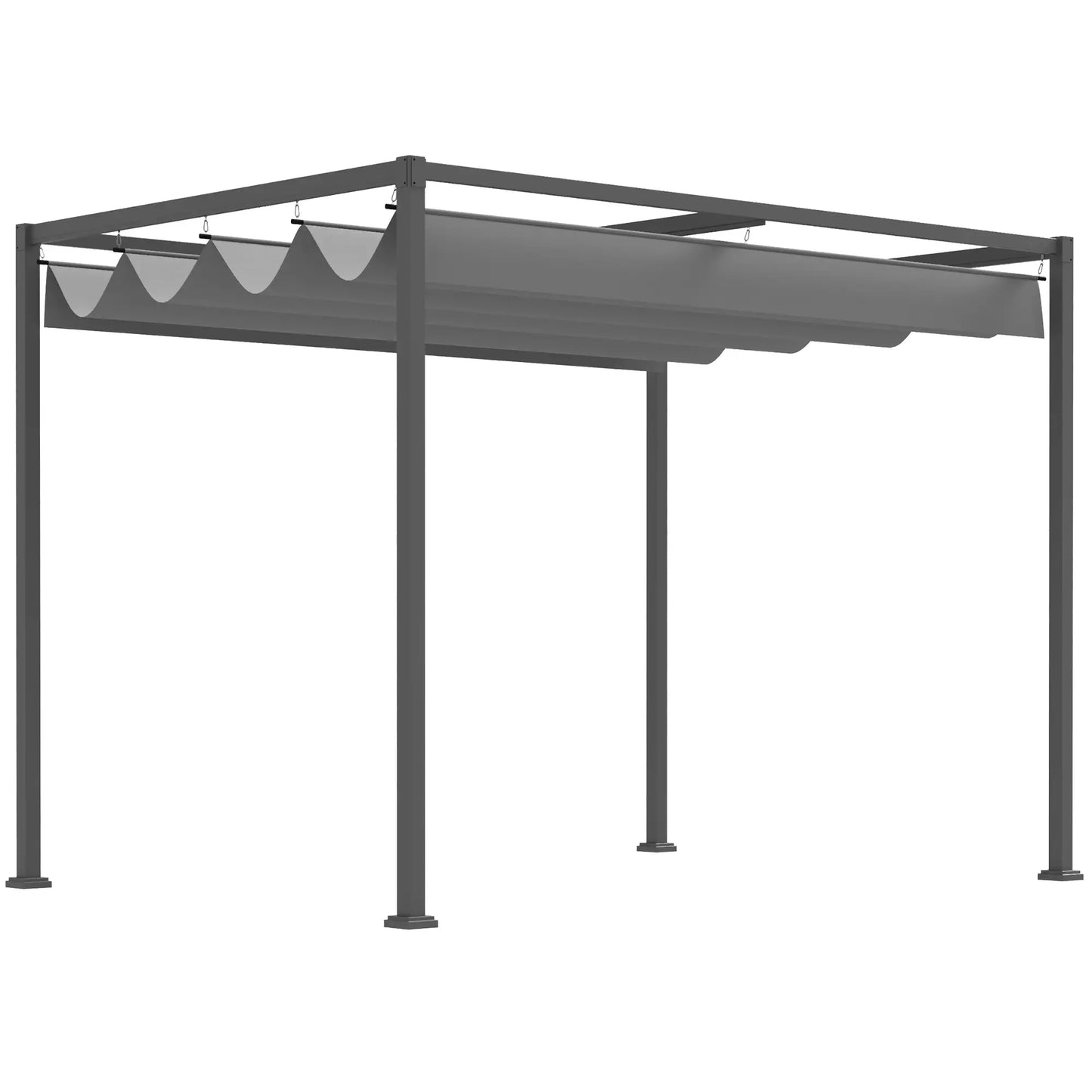 10x7ft Pergola, Retractable Roof, Outdoor Patio Sun Shelter, Grey Pergolas at Gallery Canada
