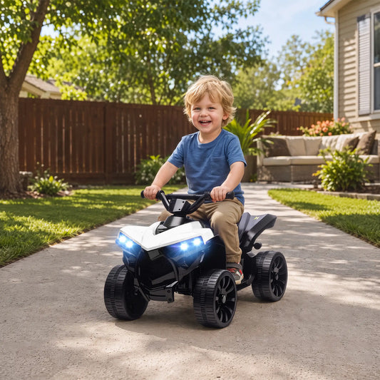 6V Kids ATV, 4 Wheeler Ride On Car, White Electric Ride-On Toys Black, White at Gallery Canada