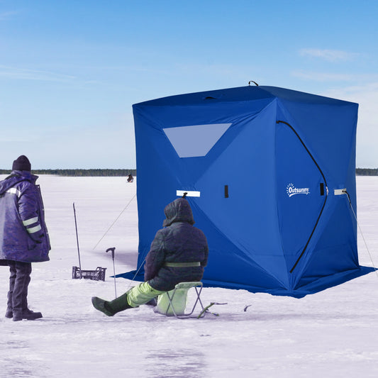 2-4 Person Pop-Up Ice Fishing Tent, Windproof Windows, Carrying Bag, Blue Ice Fishing Tents Blue at Gallery Canada