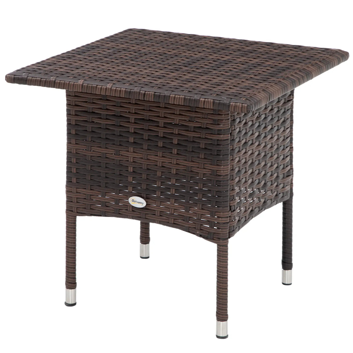 Wicker Patio Coffee Table With Plastic Board, 20", Mixed Brown Patio Side Tables at Gallery Canada