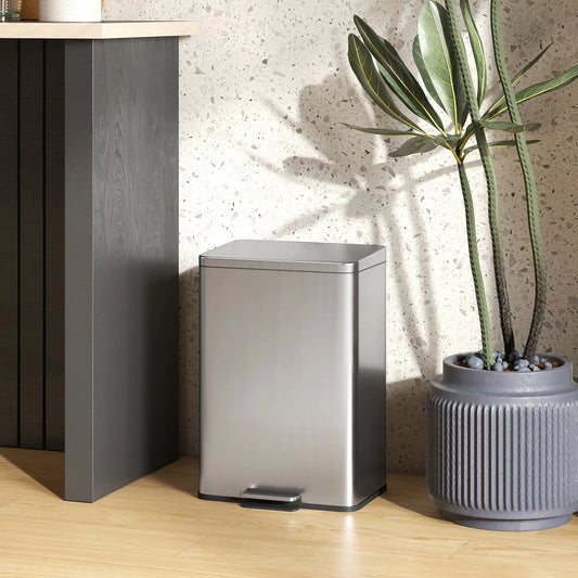5.3 Gallon/20 L Garbage Bin, Soft Close Lid, Removable Bucket, Silver Small Kitchen Appliances Silver at Gallery Canada