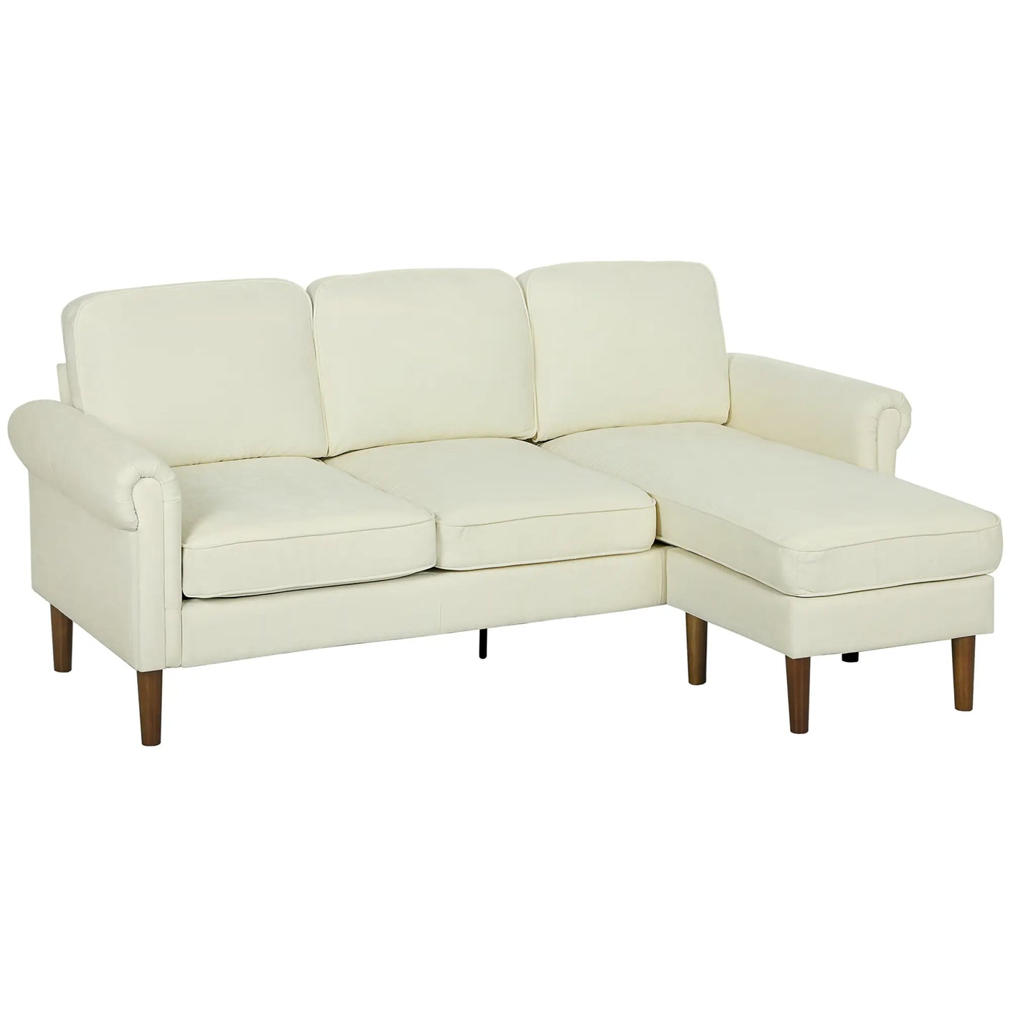 L Shape Sofa, Modern Sectional Couch, Changeable Chaise, Wooden Legs, Cream 3-Seater Sofas at Gallery Canada