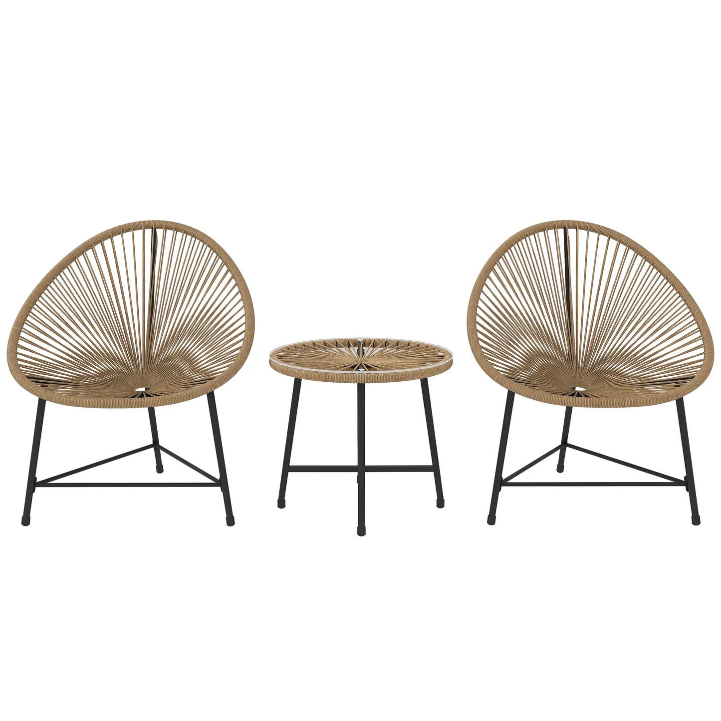3 Piece Wicker Patio Bistro Set, Acapulco Chairs, Glass-Top Table, Natural Wood Bistro Sets at Gallery Canada