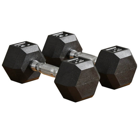 Rubber Dumbbells Weight Set, Total 24lbs(12lbs Each) Dumbbell Hand Weight for Body Fitness Training for Home Office Gym, Black - Gallery Canada