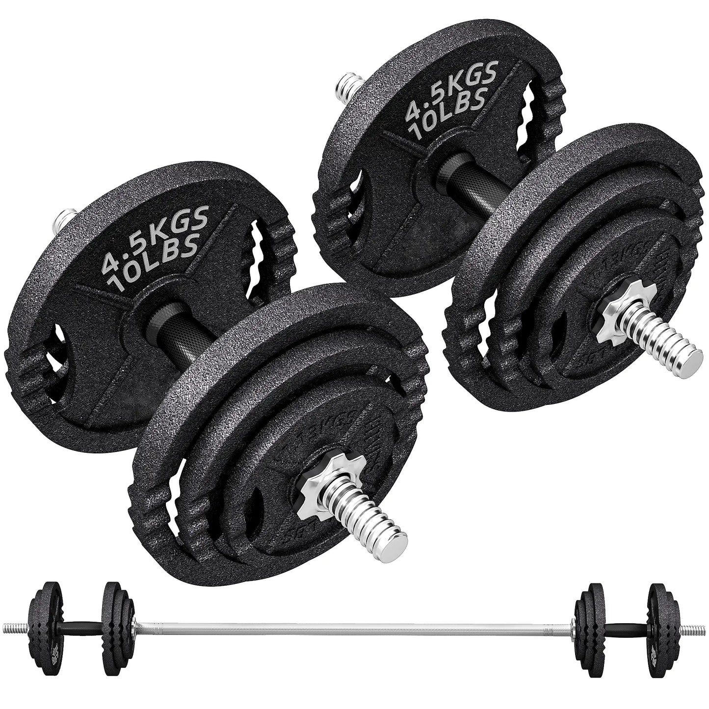 Adjustable Dumbbell Set, 2 in 1 Weights, 112lb Non-Slip Grip Dumbbells & Barbells at Gallery Canada