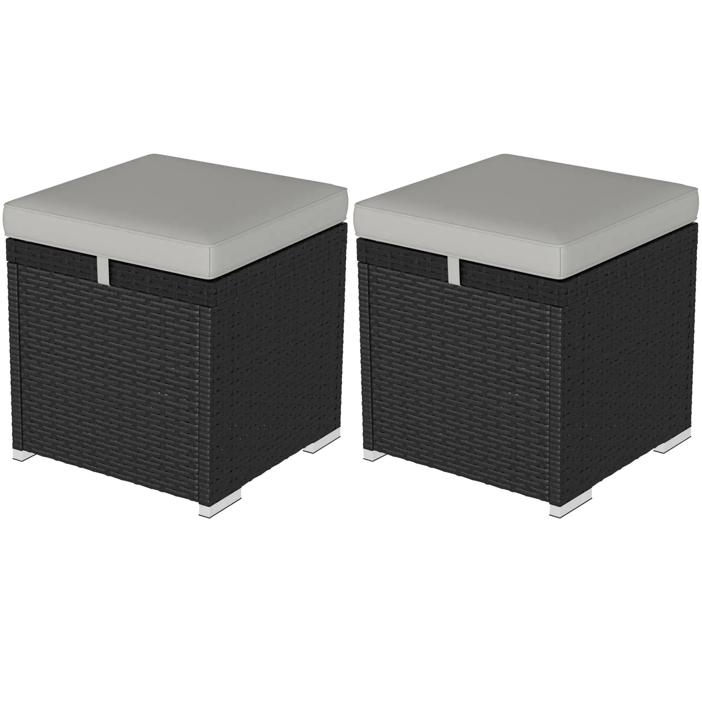 2 Wicker Outdoor Ottomans with Storage, Removable Cushion, Grey Patio Furniture Sets at Gallery Canada