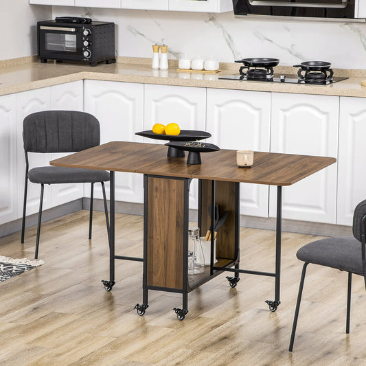 Folding Dining Table, Extendable Kitchen Table, 6 Wheels, Light Brown Bar Tables & Dining Tables Light Brown at Gallery Canada