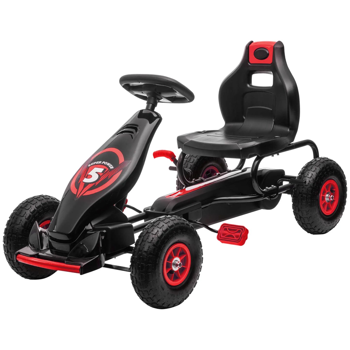 Kids Pedal Go Kart, Adjustable Seat, Rubber Wheels, Hand Brake, 5-12 Years, Red Pedal Go Karts for Kids at Gallery Canada