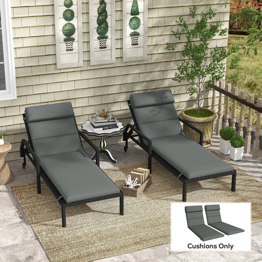 Patio Chaise Lounge Cushions, Headrest, Ties, Set of 2, Grey Patio Chair Cushions Grey at Gallery Canada