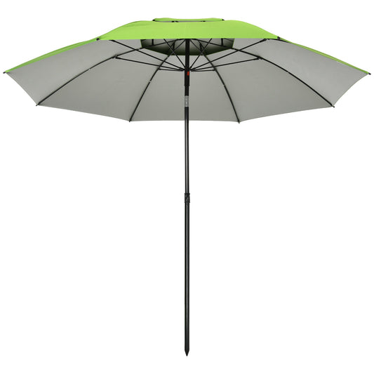 6.6ft Arced Beach Umbrella Angle Adjustable Patio Umbrella w/ Steel Frame, Carry Bag, UV30+ Outdoor Umbrella, Green - Gallery Canada