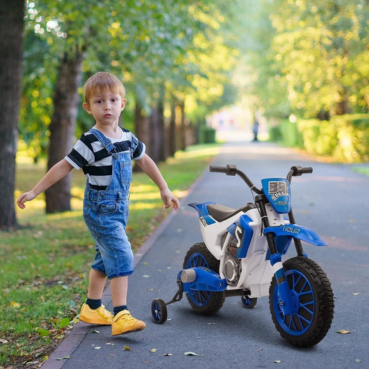 Kids Dirt Bike, 12V Battery, Training Wheels, Blue Electric Motorcycles Blue at Gallery Canada