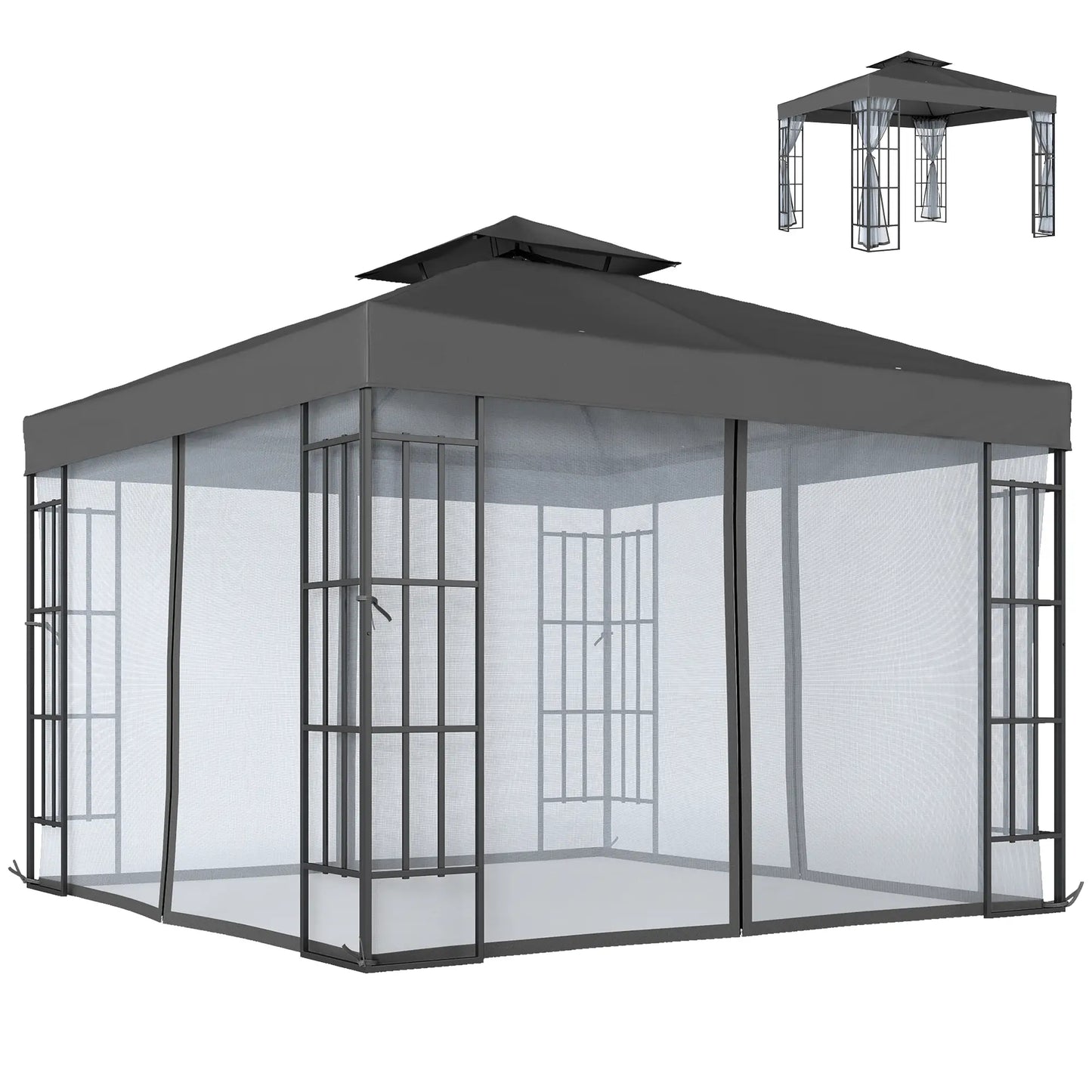 10'x10' Garden Gazebo, Portable Patio Canopy, Dark Grey Gazebos at Gallery Canada