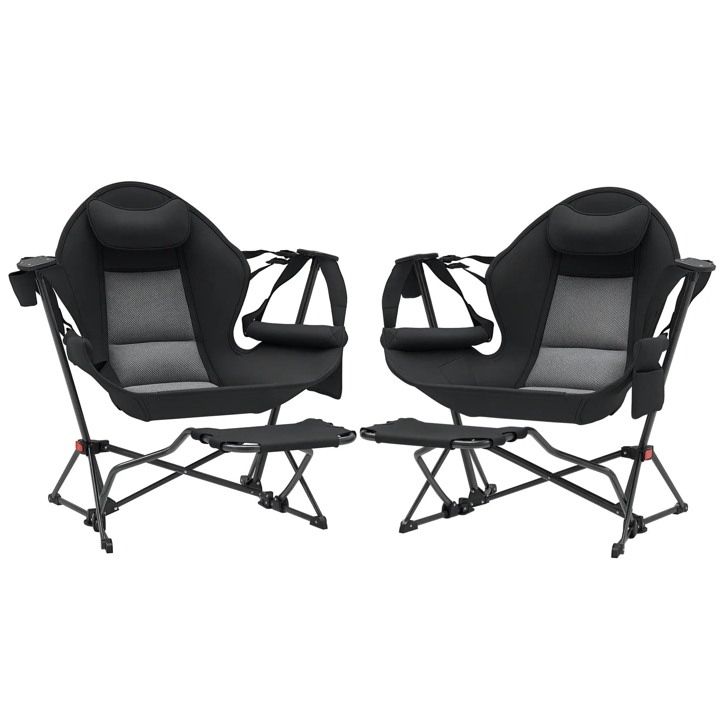 Hammock Camping Chair Set of 2, Adjustable Back Folding Swinging Hammock Chair with Cup Holder and Padded Seat Picnic Tables & Camping Chairs at Gallery Canada