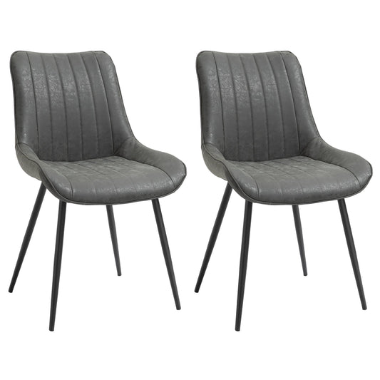 Dining Chairs Set of 2, PU Upholstered Kitchen Chairs with Metal Legs for Dining Room, Grey at Gallery Canada