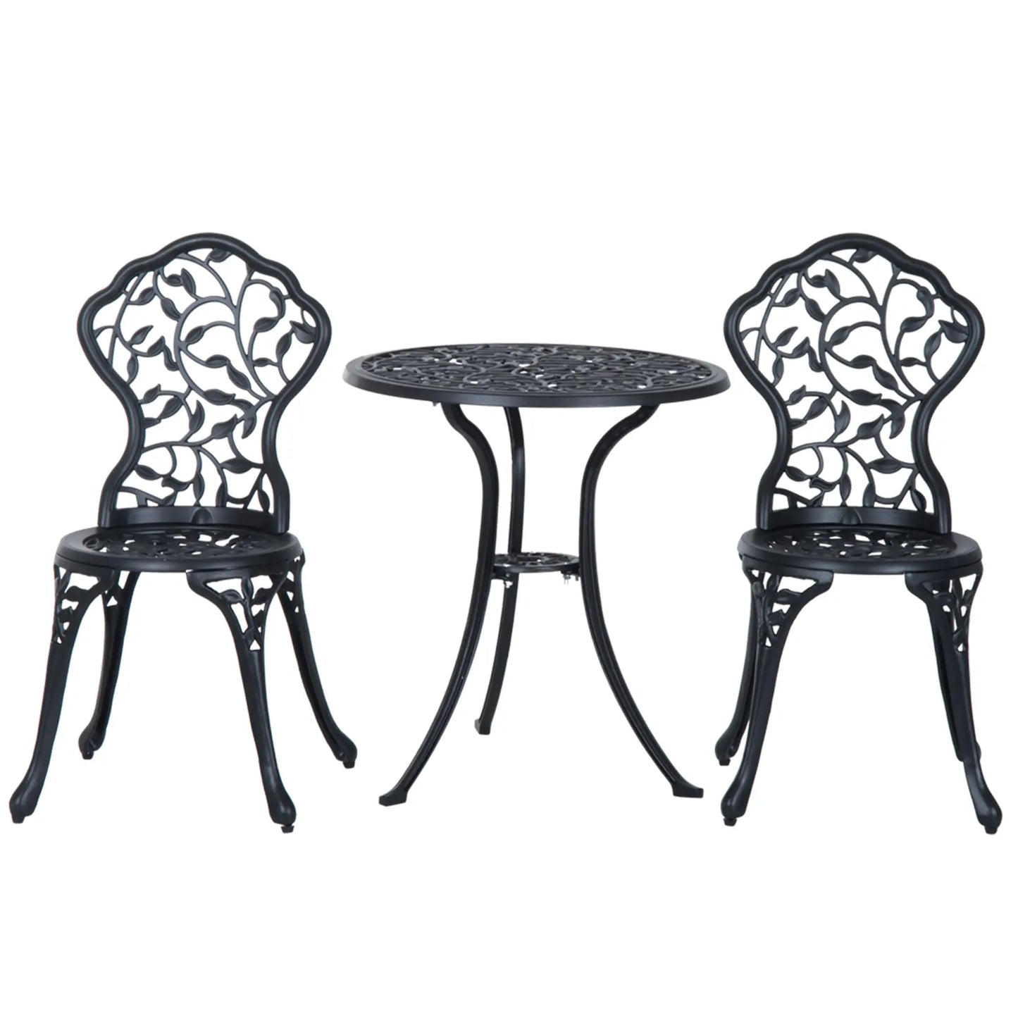 3-Piece Bistro Set, Patio Table and Chairs, Cast Aluminum Frame, Black Bistro Sets at Gallery Canada