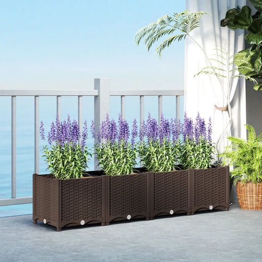 Plastic Raised Garden Bed, Outdoor Planter Box, 63" x 15.7" x 14.6", Brown Raised Garden Beds Brown at Gallery Canada