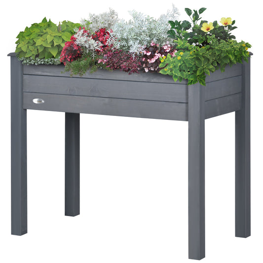 34"x18"x30" Wooden Raised Garden Bed, Elevated Planter Box with Legs, Drainage Holes, Inner Bag for Garden, Dark Grey at Gallery Canada