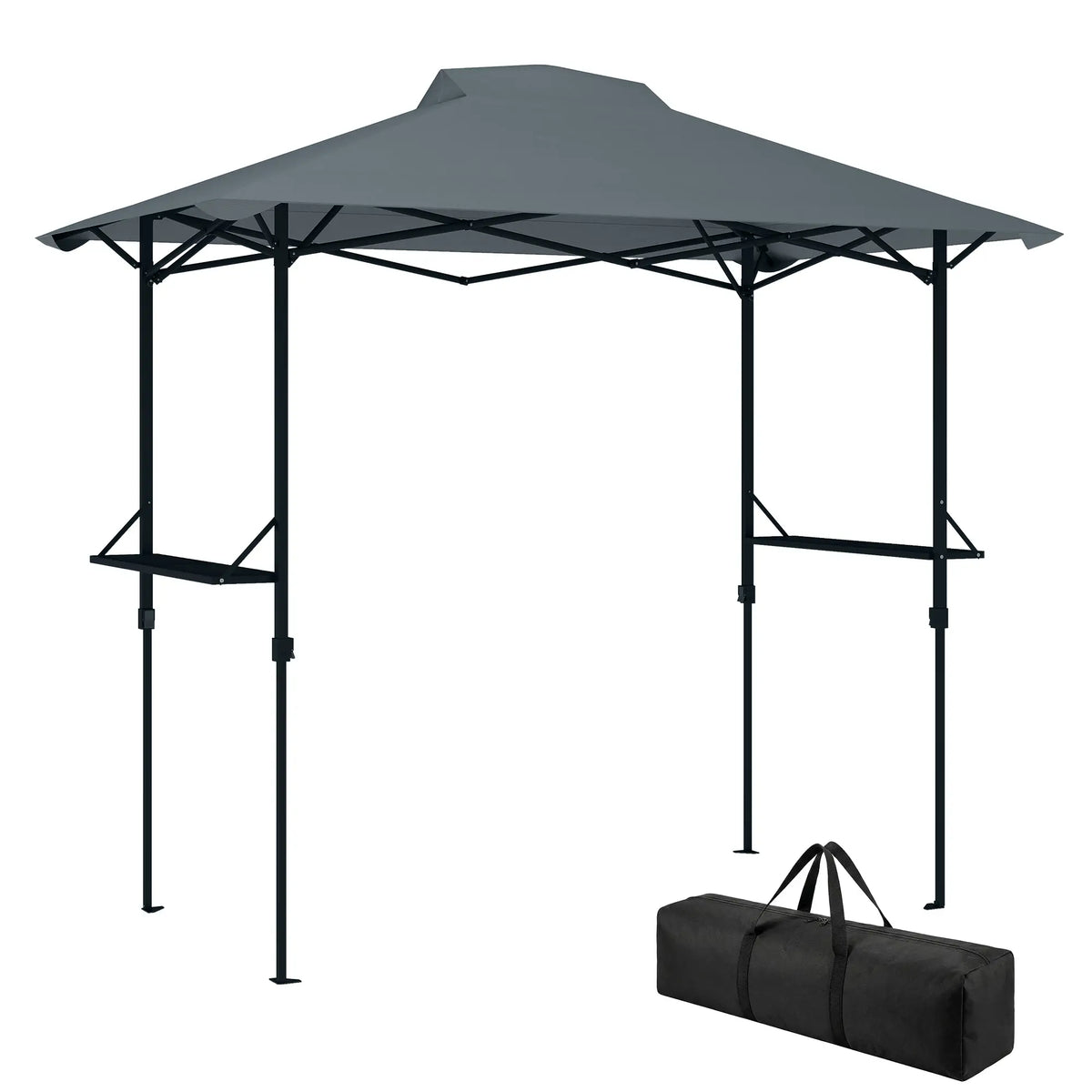 5 x 8.5 ft Pop Up Grill Gazebo, 2 Shelves, UPF 50+, Dark Grey